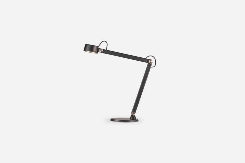 Sleek black adjustable LED desk lamp with a minimalist design, perfect for modern home offices and study spaces.