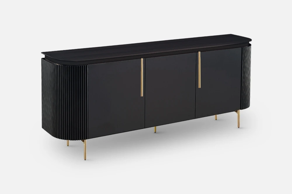 Black Oak Wood Art Deco Style: Versatile buffet available in a sleek black colour, adding a touch of modern sophistication to your dining room. Explore our range of black buffets at Bradfords, Auckland, New Zealand."