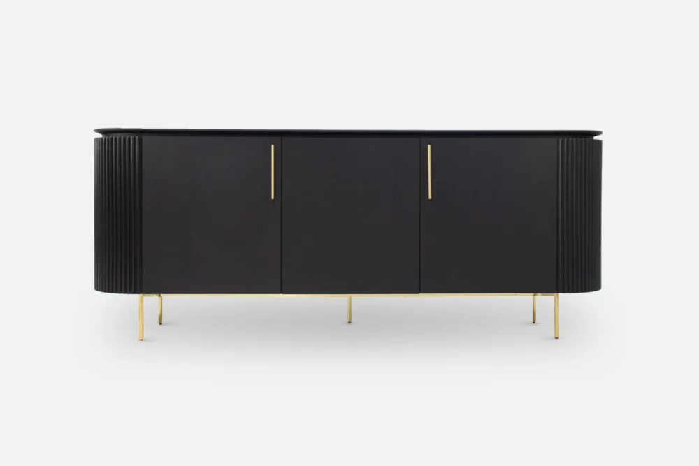 Black Oak Wood Art Deco Style: Versatile buffet available in a sleek black colour, adding a touch of modern sophistication to your dining room. Explore our range of black buffets at Bradfords, Auckland, New Zealand."