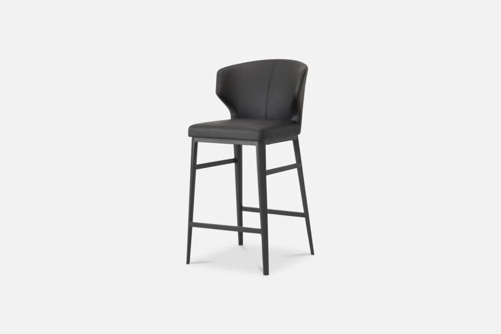 Black PU Leather Barstool: Luxurious leather barstool, offering timeless elegance and durability. Elevate your dining experience with our premium leather seating options at Bradfords, Auckland, New Zealand.