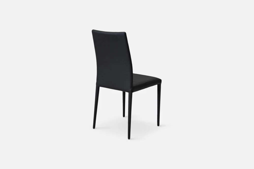 Sophisticated black leather dining chair, adding a sleek and contemporary touch to your dining space. Purchase now at Bradfords, Auckland, New Zealand.