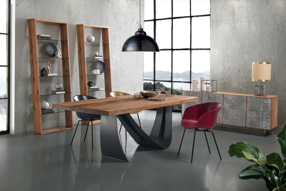 Italian Timber Top Dining Table: Contemporary timber top dining table, offering a natural and versatile centrepiece for your dining area. Find your ideal timber top table at Bradfords, Auckland, New Zealand. Design and made in Italy by Oliver B.