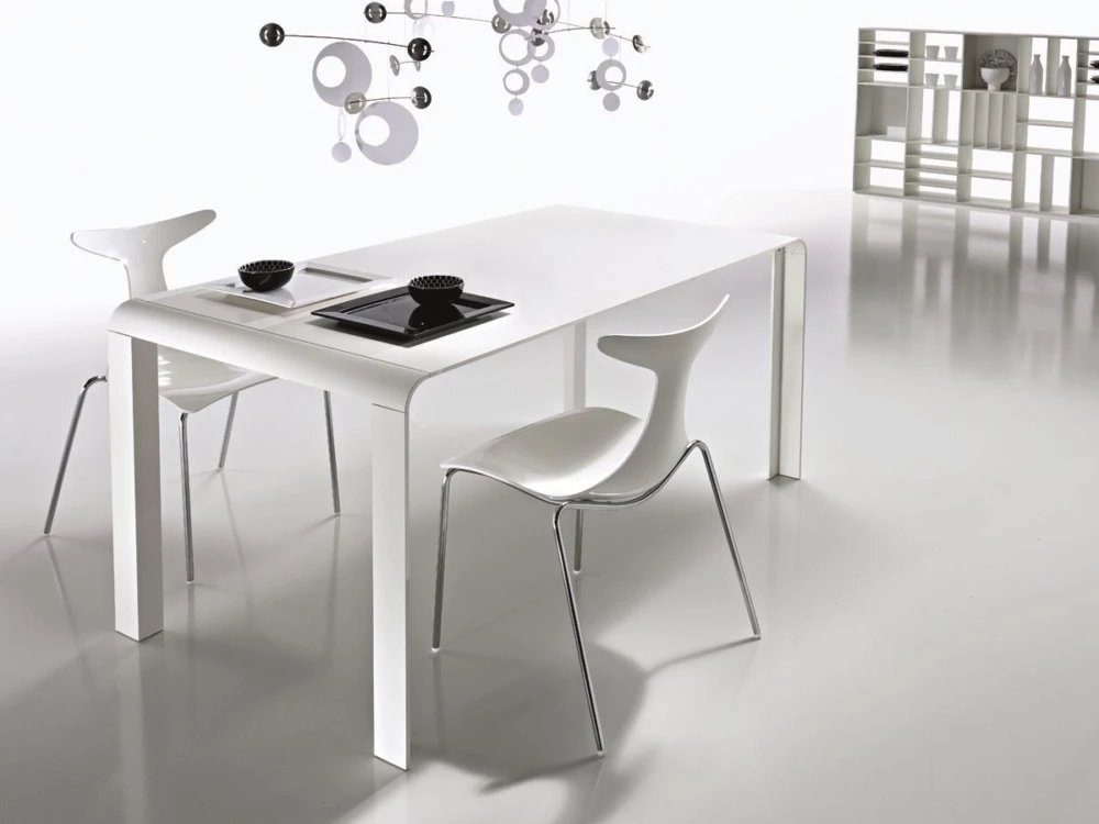 White Metal Dining Table: Minimalist Italian made white metal dining table, adding a touch of sophistication to your dining room decor. Shop our white metal tables at Bradfords, Auckland, New Zealand.