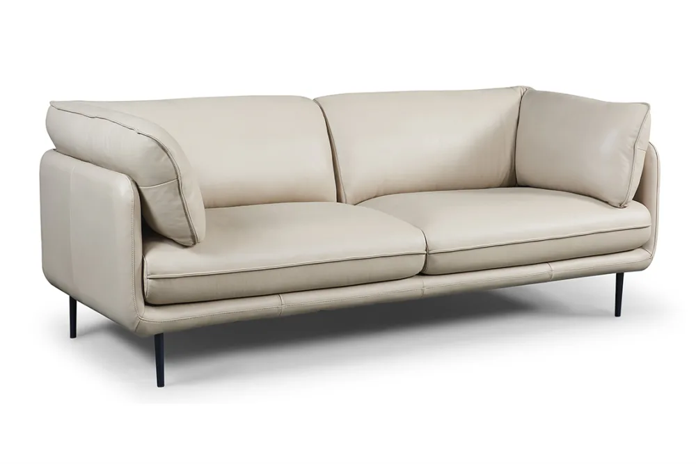 CLARA sofa or couch, available in luxurious full-aniline leather or soft fabric, offering refined style and comfort. Customisable for a timeless, elegant look, this couch is perfect for adding sophistication to any living space. Ideal for searches related to leather sofas, fabric couches, custom sofas, and stylish living room furniture.