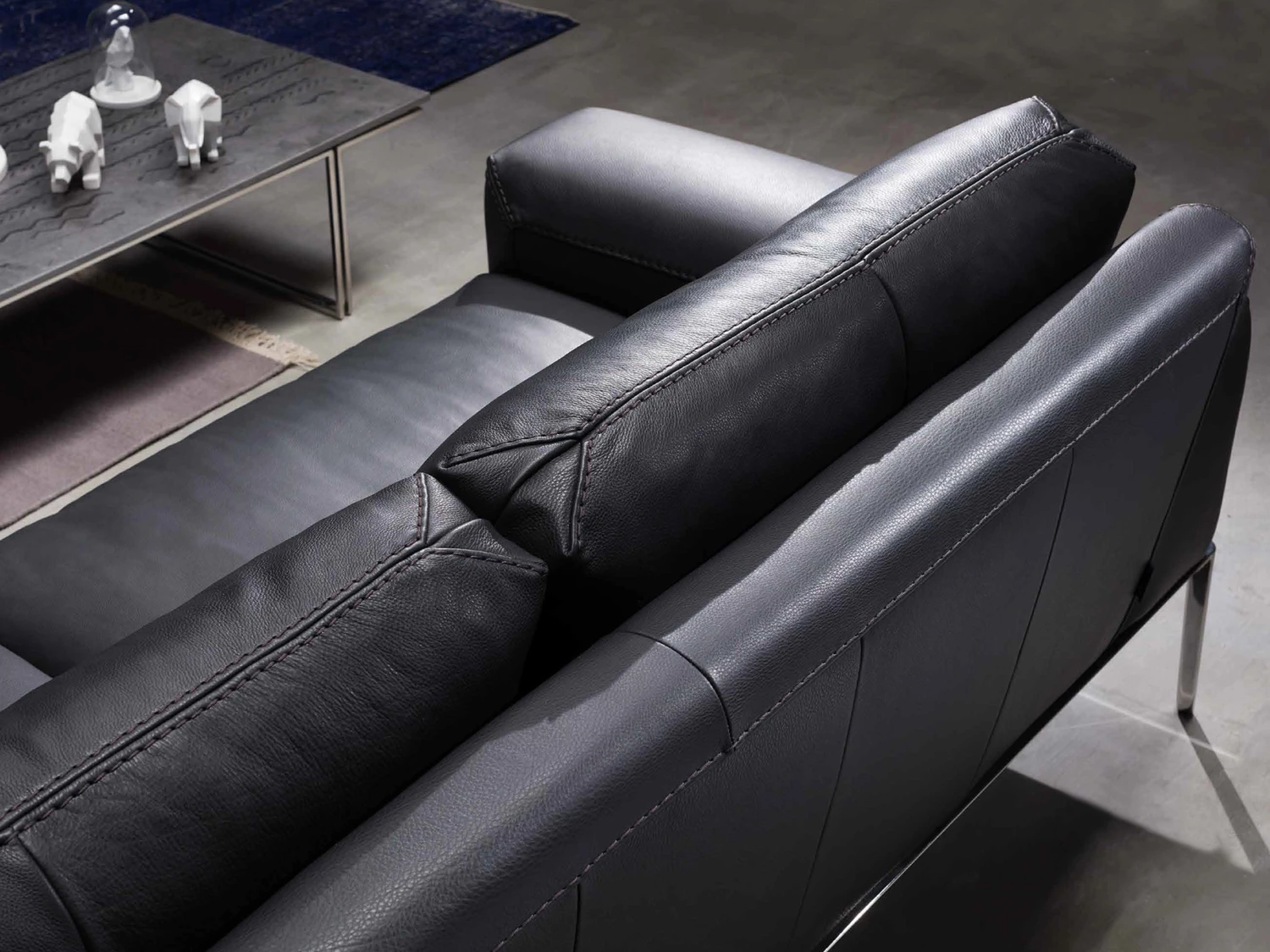 Black Italian Sofa Couch Three Seater Modern