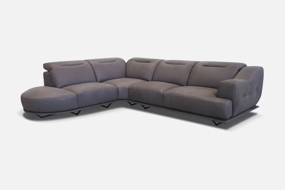 Grey Sectional Leather Sofa Couch Italian Rossini