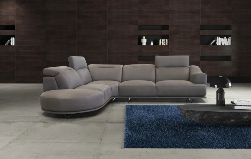 Grey Sectional Leather Sofa Couch Italian Rossini